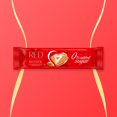 RED - BÍLÁ MLÉČNÁ ČOKOLÁDA S KARAMELEM 26 g