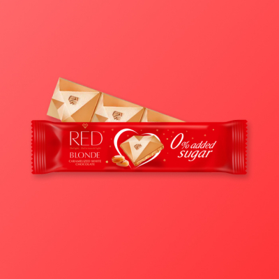 RED - BÍLÁ MLÉČNÁ ČOKOLÁDA S KARAMELEM 26 g