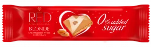 RED- biela mliečna čokoláda s karamelom  26g/ kartón 24ks