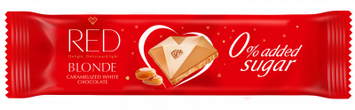 RED bílá mléčná čokoláda s karamelem 26g - kartón (24ks)