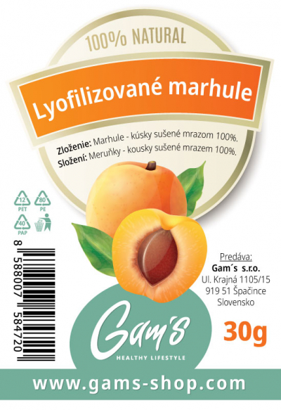 Gam´s lyofilizované meruňky – kousky 30g