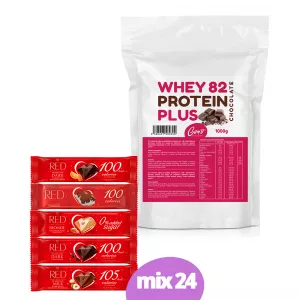 Gam´s pack WHEY 82 Protein Plus Čokoláda 1000g +RED- čokoláda 26g/ mix karton 24ks