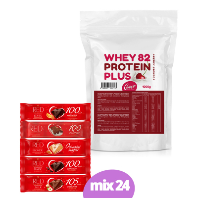 Gam´s WHEY 82 Protein Plus Višňa - Jogurt 1000g+ RED- čokoláda 26g/ mix kartón 24ks