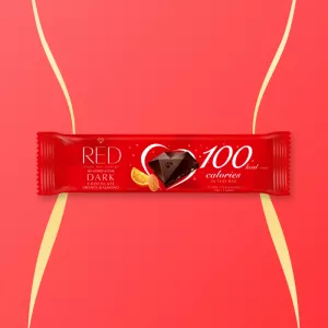  RED - HOŘKÁ ČOKOLÁDA S MANDLEMI A POMERANČOVOU PŘÍCHUTÍ 26g
