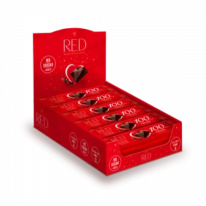 RED - HOŘKÁ čokoláda 26g - karton (24ks)
