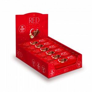 RED - MLIEČNA čokoláda S LIESKOvcami A MAKADÁMovými orechami  26g - kartón (24ks)